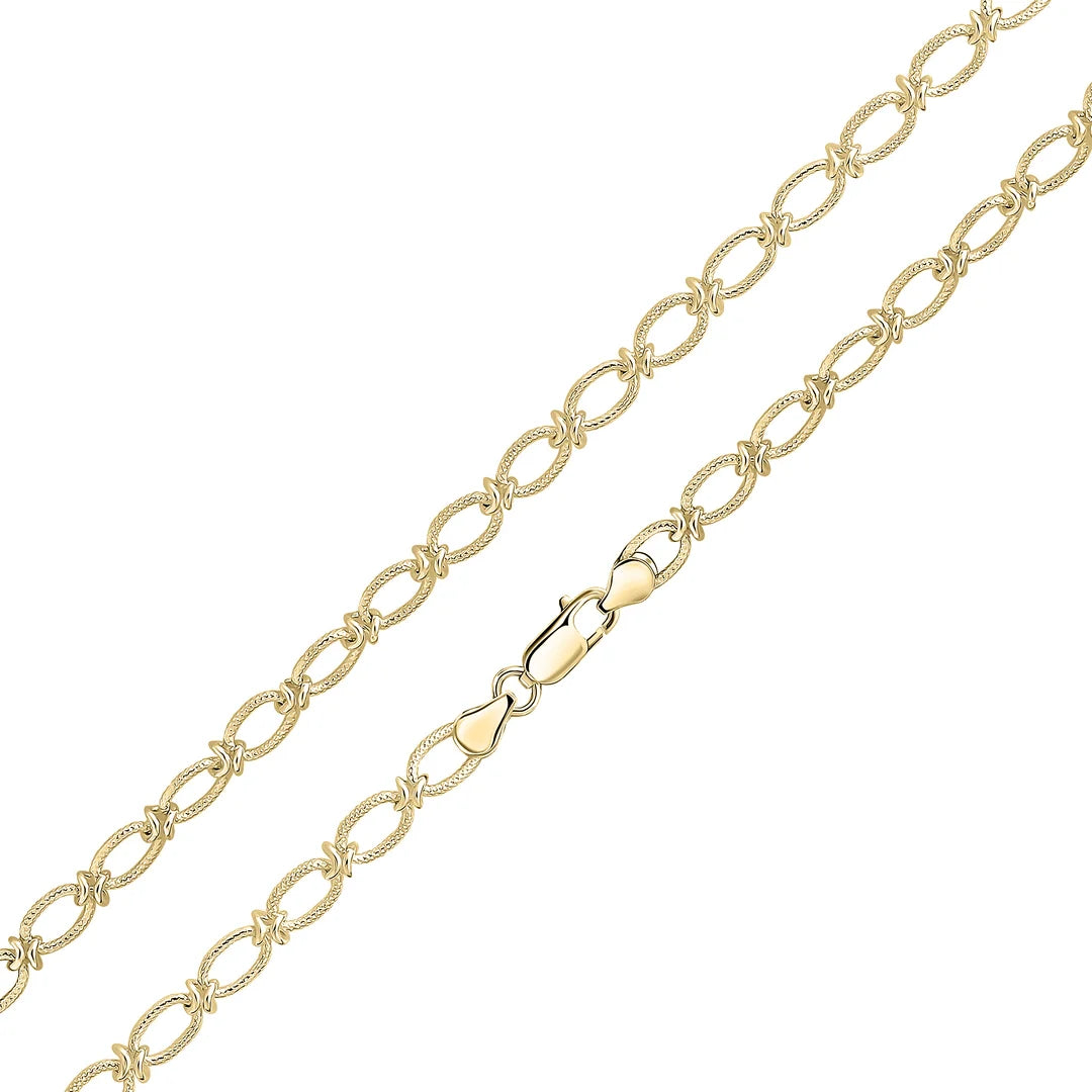 18ct Yellow Gold Vermeil 6.5mm Handmade Textured Oval Knot Bracelet