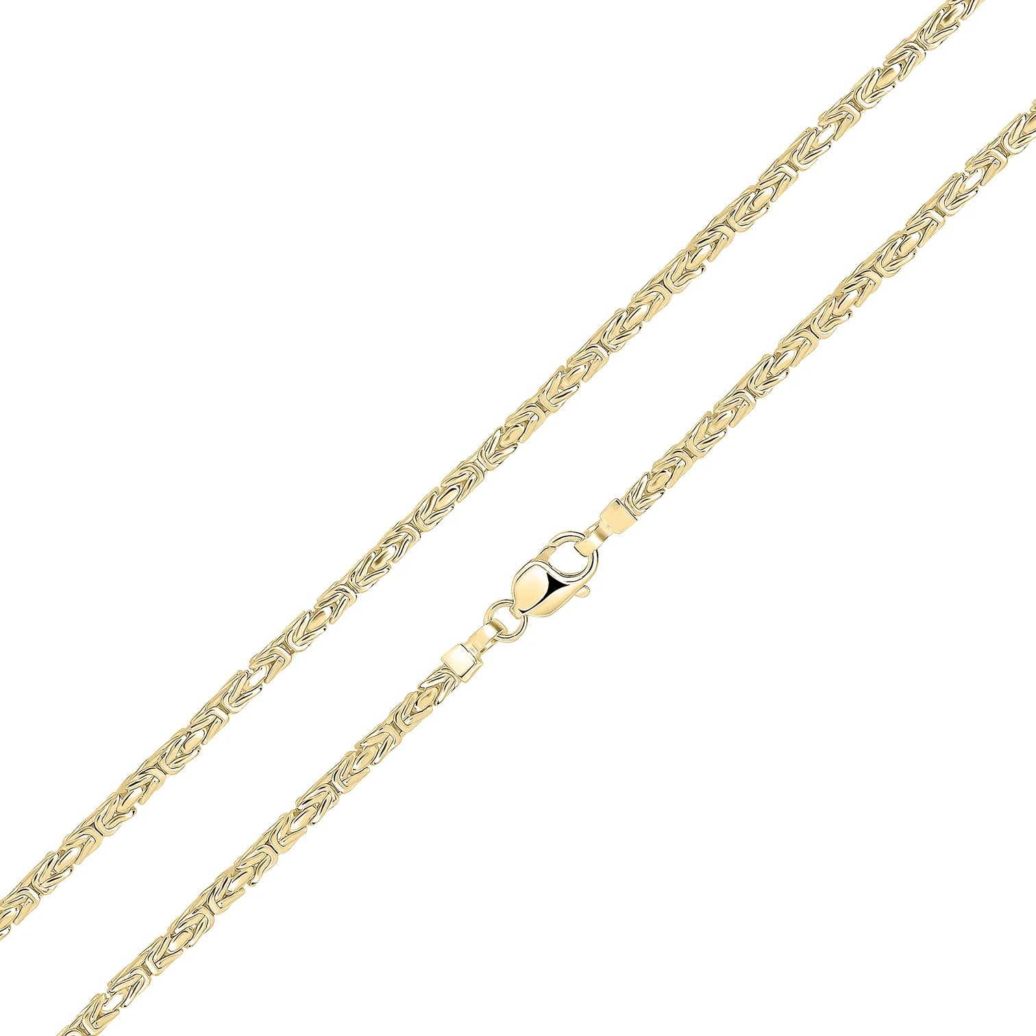 18ct Yellow Gold Vermeil 4mm Handmade Square Byzantine Bracelet