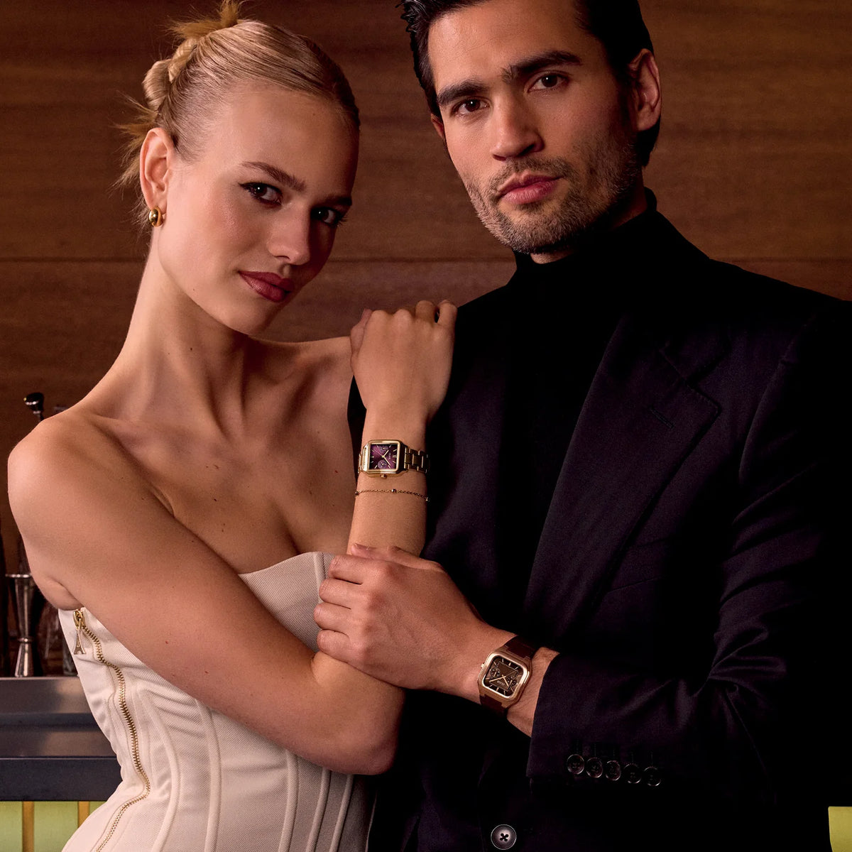 Gracieuse Multifunction Watch Steel, Dark Cherry, Gold Colour