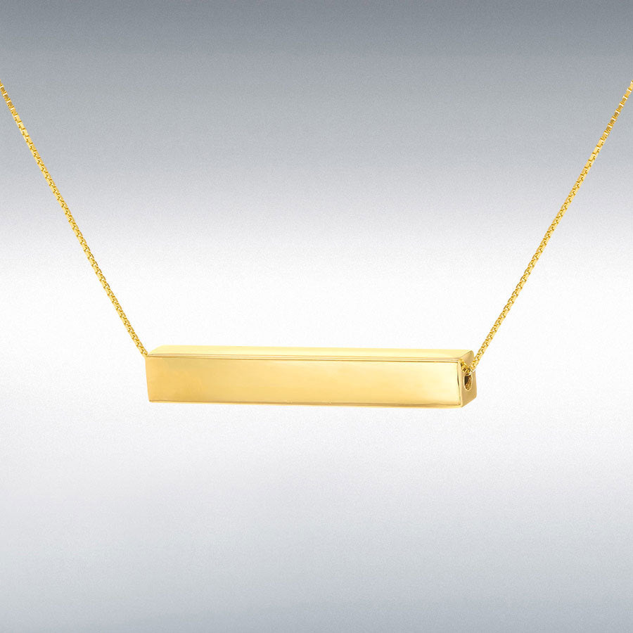 Sterling Silver Yellow Gold Plated Horizontal Rectangular Bar