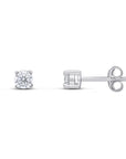 9ct White Gold Round CZ Cubic Zirconia Claw Stud Earrings