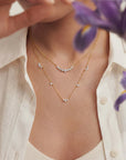 Gold Cluster & Single Station Necklace