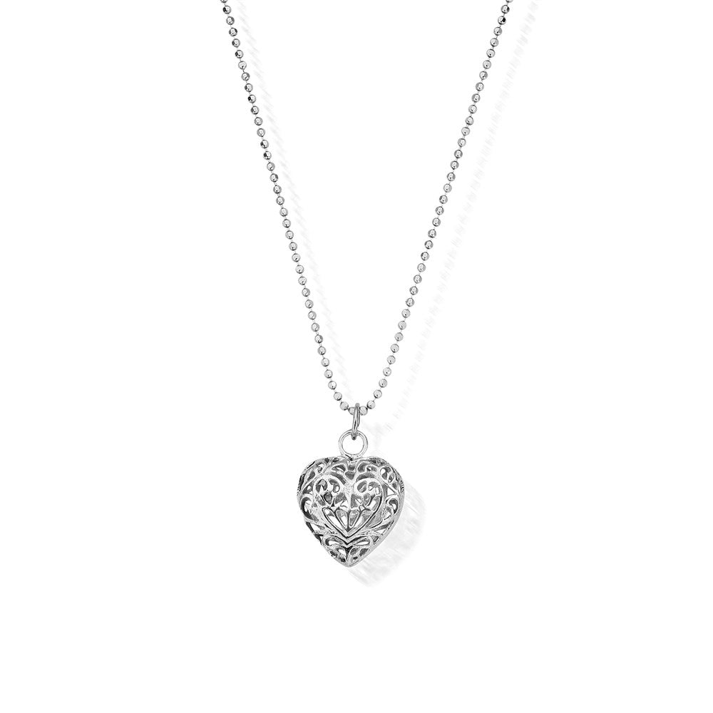 Diamond Cut Chain with Filigree Heart Pendant