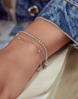 Silver Triangular Cubic Zirconia Station Bracelet