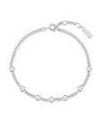 Silver Multi Station Round Stone Chain Bracelet