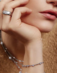 Silver Multi Station Round Stone Chain Bracelet