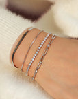 Silver Bezel Station Paper Clip Chain Bracelet