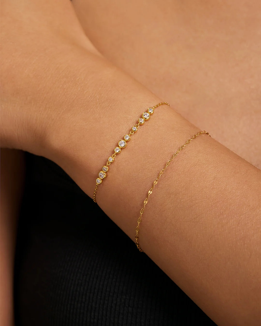 Gold Graduated Bezel-Set Trios Bracelet