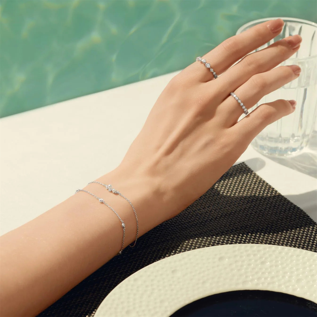 Silver Classic Bezel-Set Station Bracelet