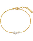 Gold Shell Pearl Cluster Bracelet