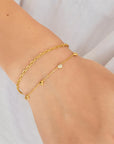 Gold Pavé Puffed Heart Station Bracele