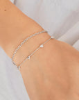 Silver Pavé Puffed Heart Station Bracelet