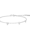 Silver Pavé Puffed Heart Station Bracelet