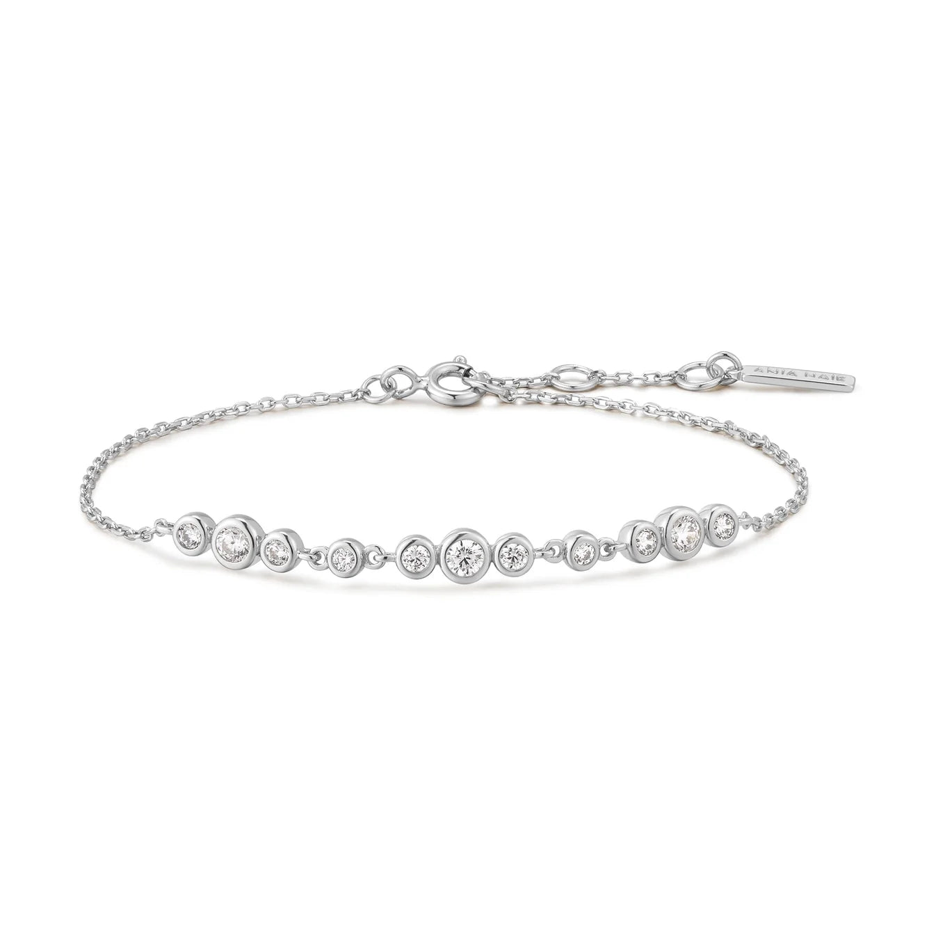 Silver Graduated Bezel-Set Trios Bracelet