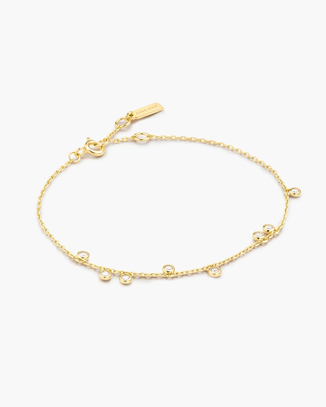 Gold Bezel-Set Droplet Station Bracelet