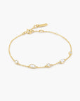 Gold Round & Teardrop Bezel Station Bracelet