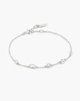Silver Round & Teardrop Bezel Station Bracelet
