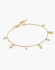 Gold Bezel-Set Teardrop Dangle Station Bracelet