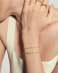 Gold Bezel Organic Dome Pebble Station Bracelet