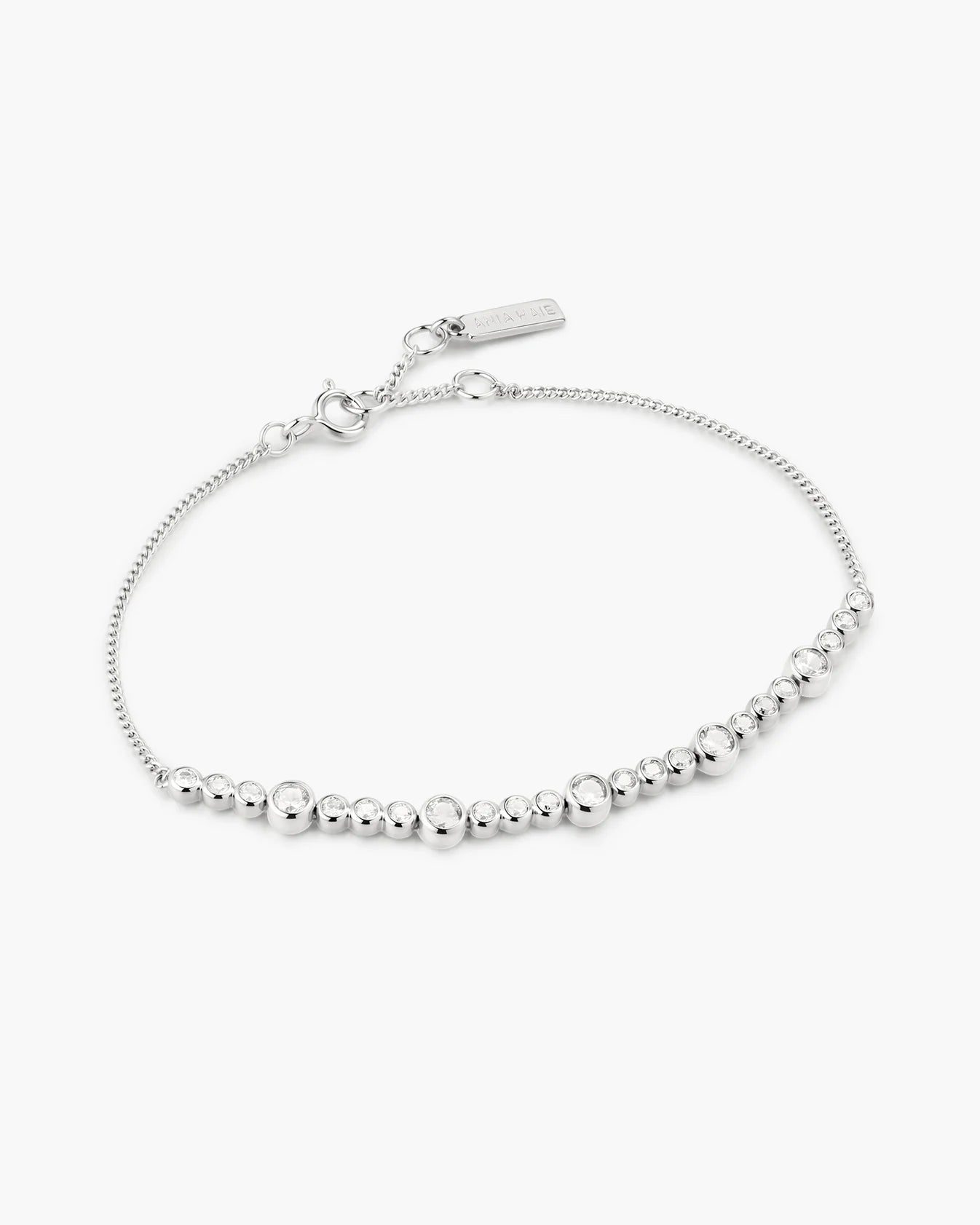 Silver Alternating Bezel-Set Bracelet
