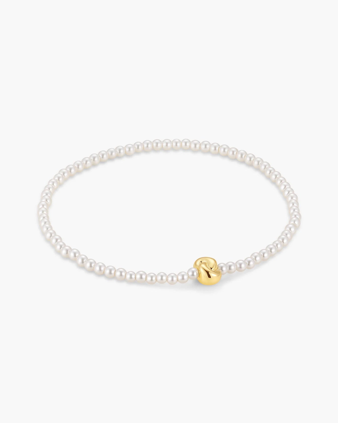 Gold Glass Pearl &amp; Twist Beaded Bracelet