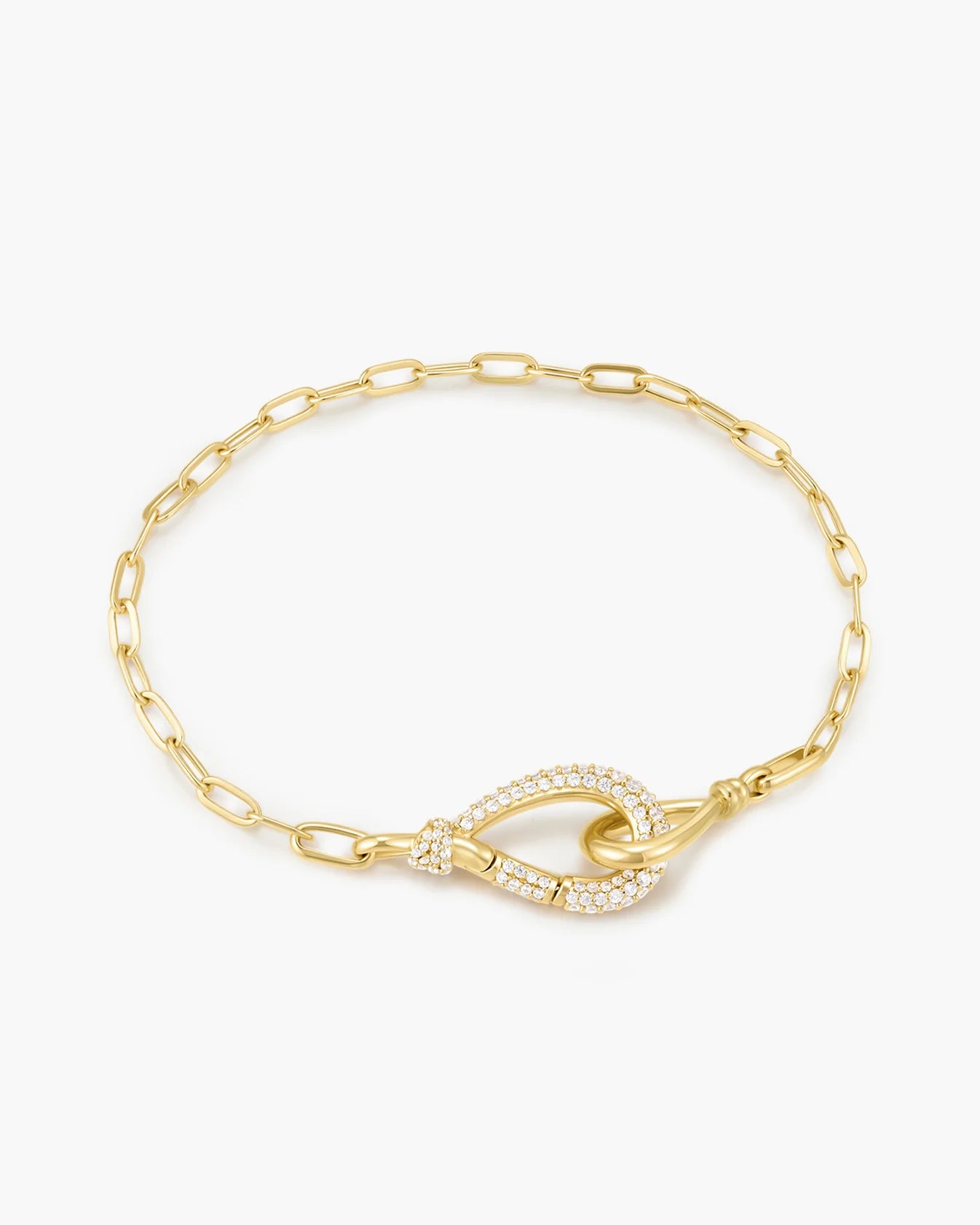Gold Interlocked Pavé &amp; Polished Knot Bracelet