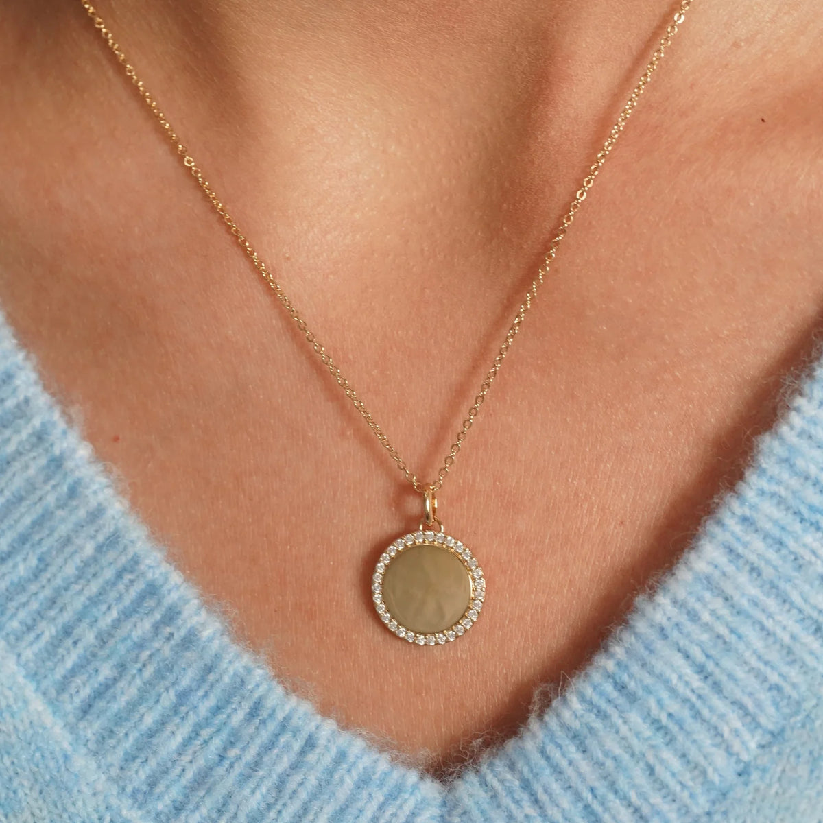 Glamorous Goddess Disc Pendant Necklace