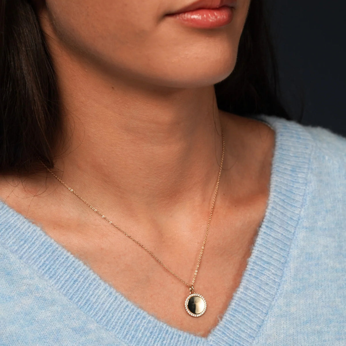 Glamorous Goddess Disc Pendant Necklace