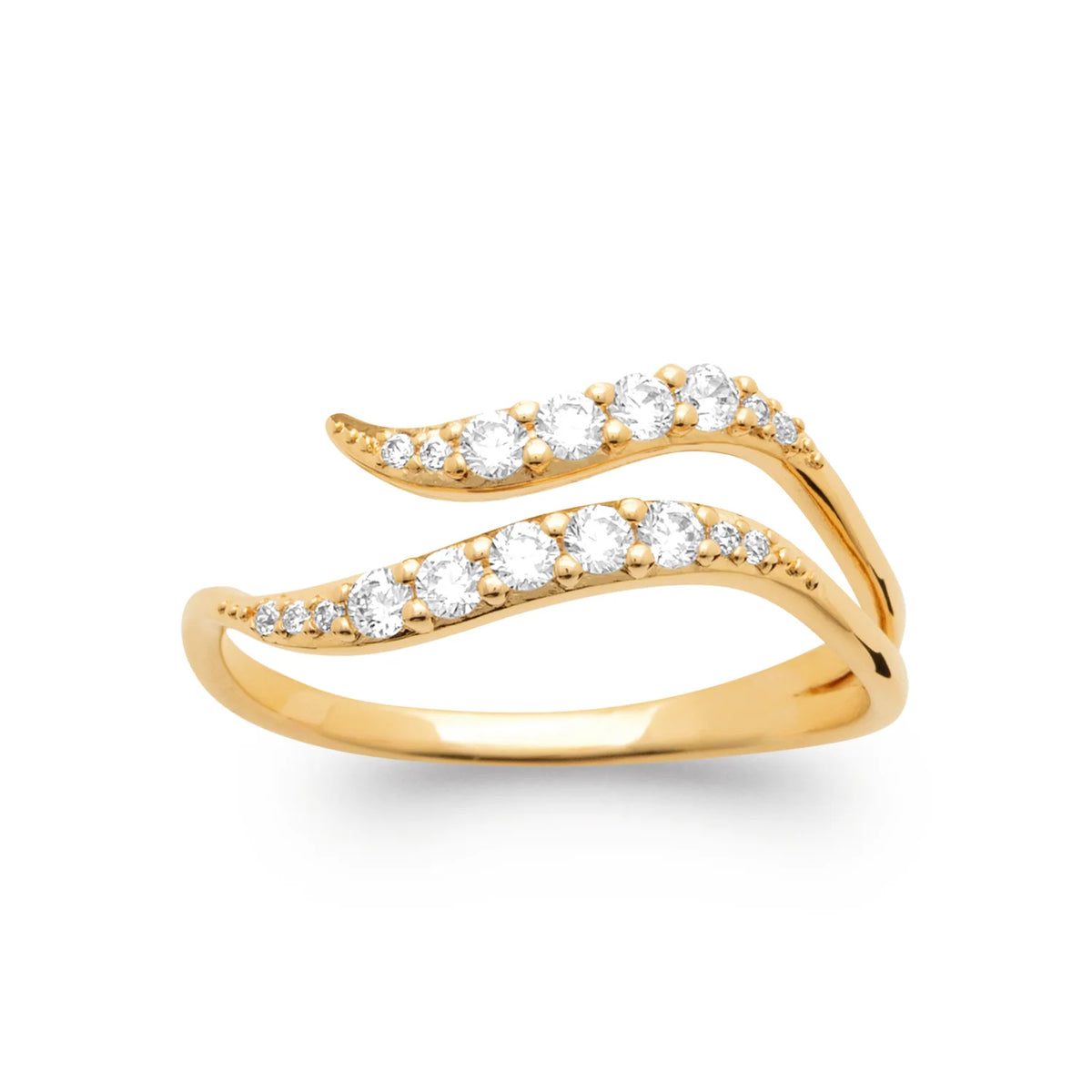 Celestial Wave Open Wave Ring with Cubic Zirconia