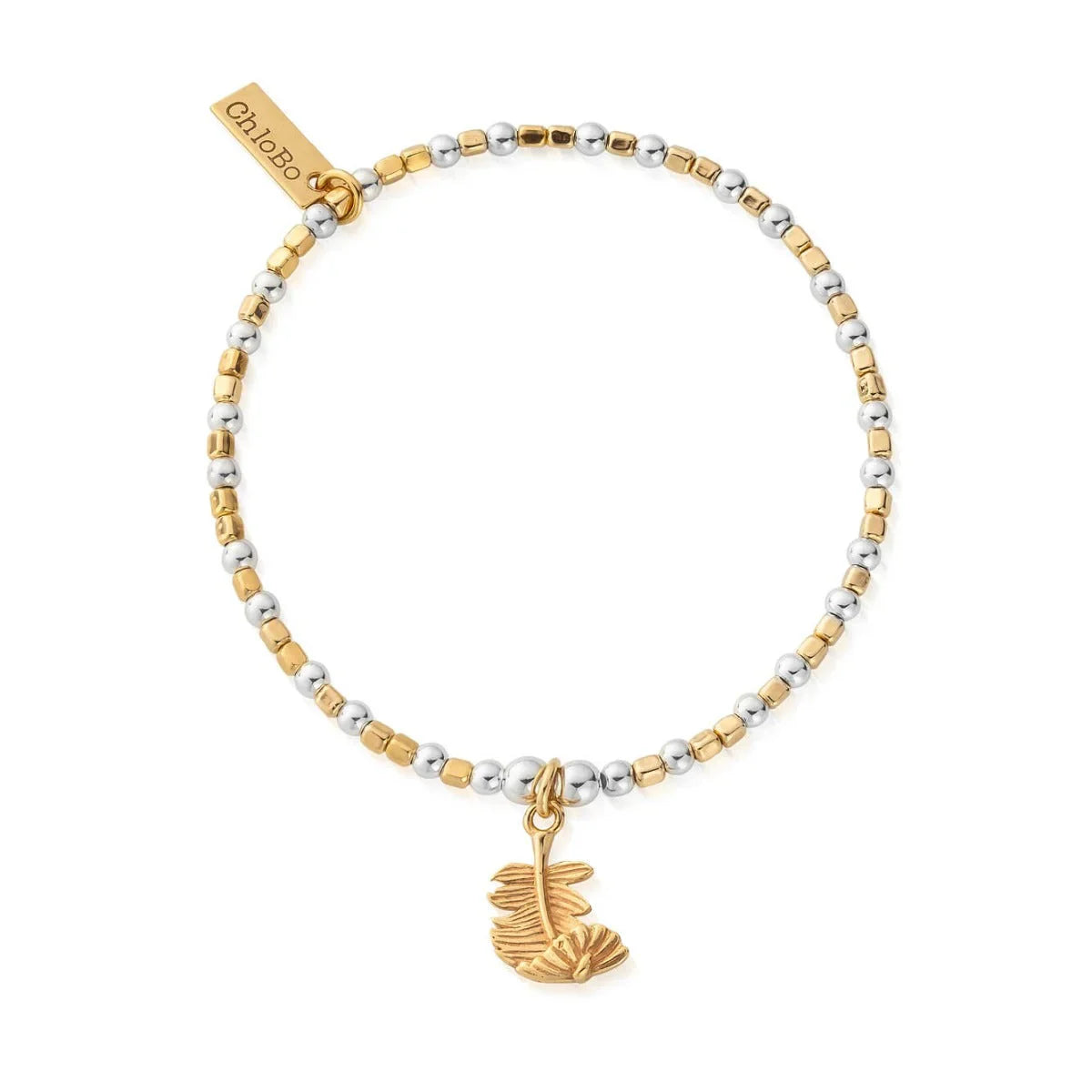 Mixed Metal Curved Feather Bracelet