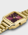 Gracieuse Petite Watch Steel, Dark Cherry, Gold Colour