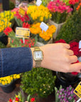 Gracieuse Petite Watch Steel, Glass Pearls, White, Gold Colour