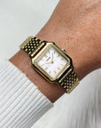 Gracieuse Petite Watch Steel, Glass Pearls, White, Gold Colour
