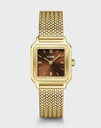 Gracieuse Petite Watch Mesh, Brown, Gold Colour