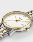 Minuit Date Watch Steel, Coconut Milk, Bicolor