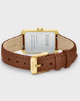Belisenna Watch Leather, Nutshell, Sand Textured, Gold Colour