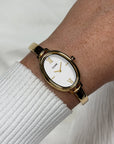 L'Ovale Watch Steel, White, Gold Colour