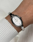 L'Ovale Watch Steel, White, Silver Colour