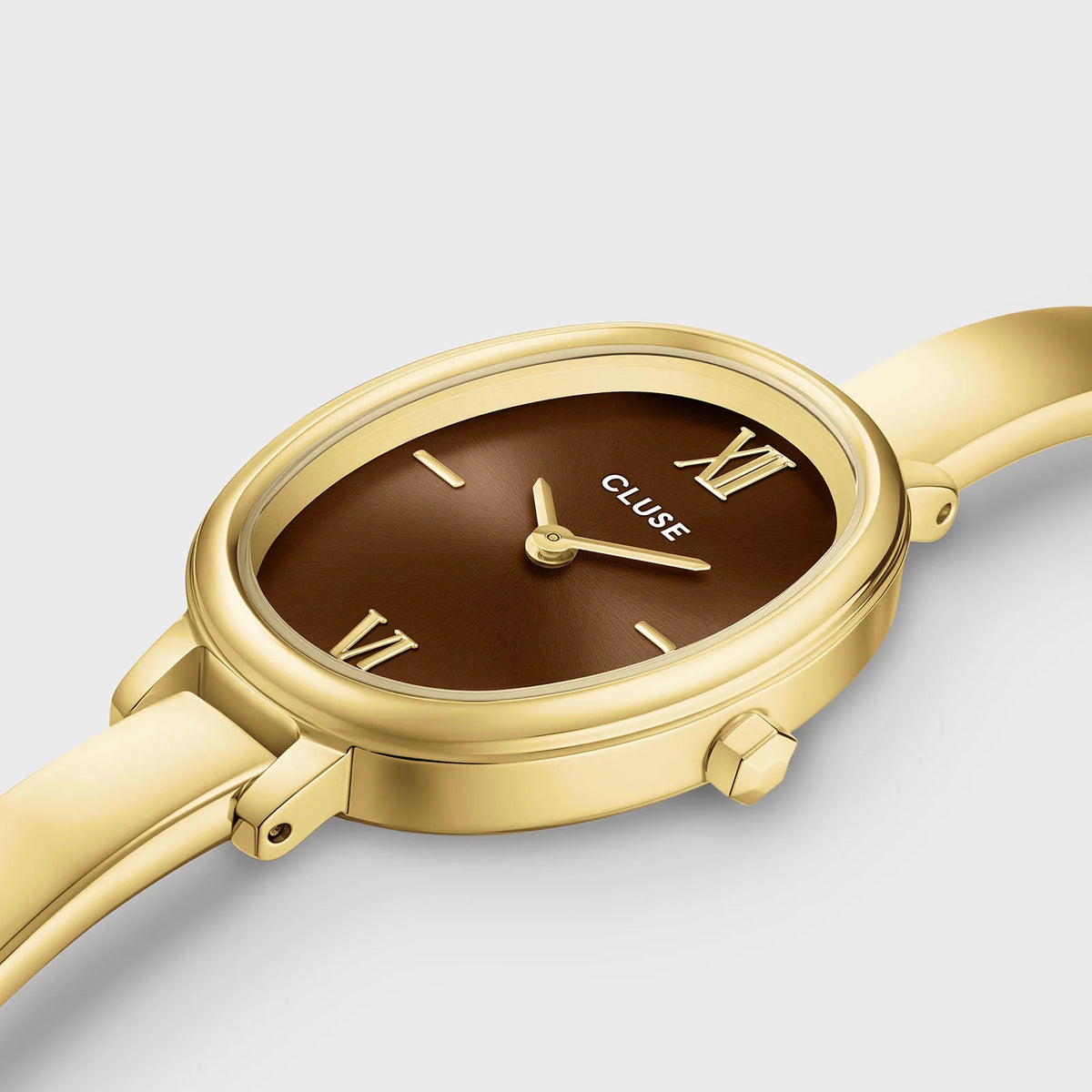 L'Ovale Watch Steel, Brown, Gold Colour