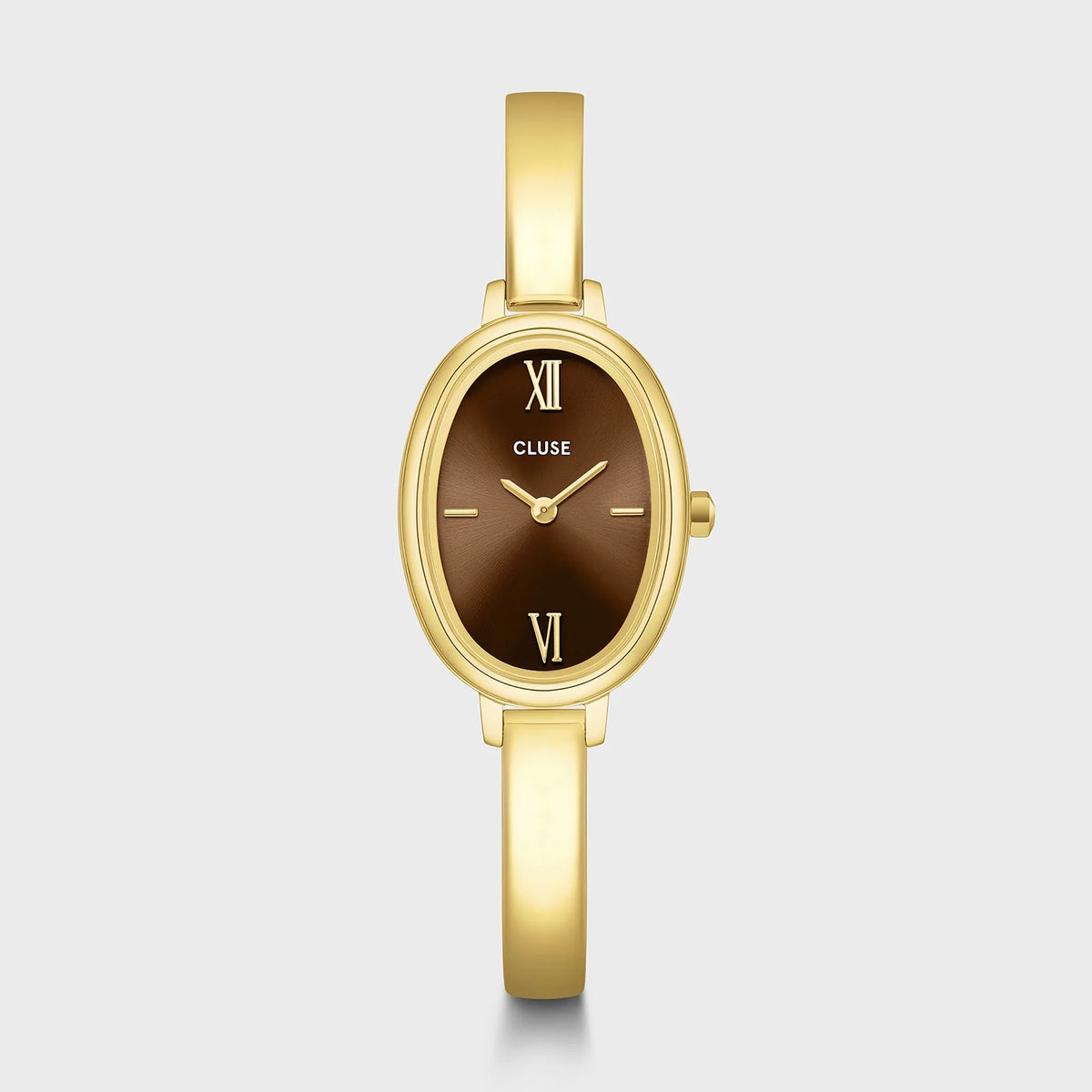 L'Ovale Watch Steel, Brown, Gold Colour