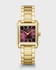 Anglée Watch Steel, Dark Cherry, Gold Colour
