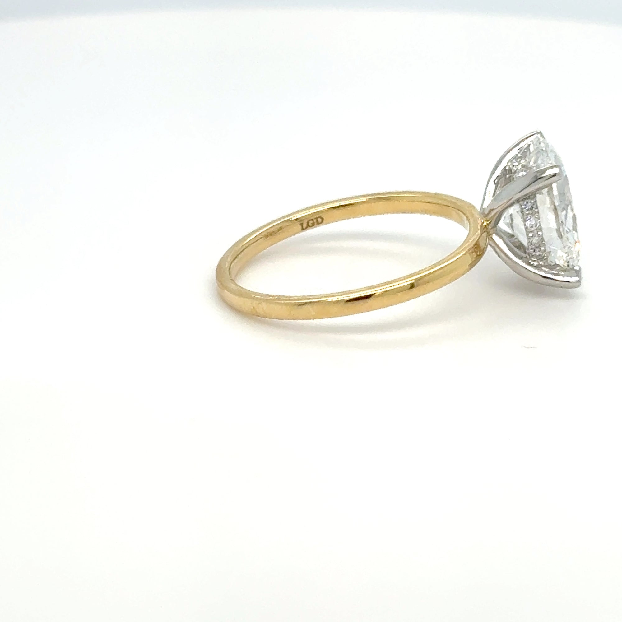 Lucy - 18ct Yellow Gold 2.64ct Oval Laboratory Grown Diamond Solitaire Ring with Hidden Halo