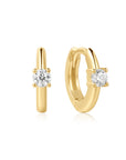 Gold Solitaire Cubic Zirconia Mini Huggies