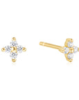 Gold Four-Petal Stud Earrings