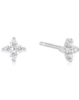 Silver Four-Petal Stud Earrings