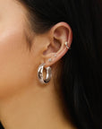 Silver Four-Petal Stud Earrings