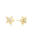 Gold Sparkling Star Drop Stud Earrings