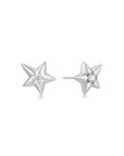 Silver Sparkling Star Drop Stud Earrings