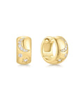 Gold Celestial Chunky Huggie Hoop Earrings