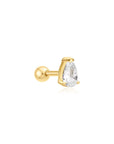 Gold Pear Barbell Single Earring